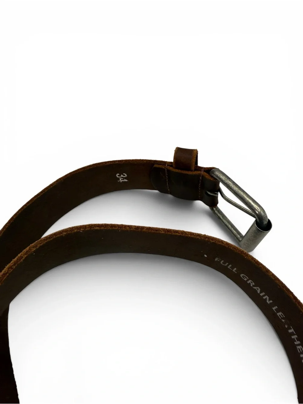 Brown Genuine Leather Unisex Belt with Metal Buckle